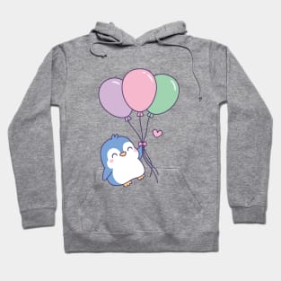 Cute Little Penguin Flying With Balloons Hoodie